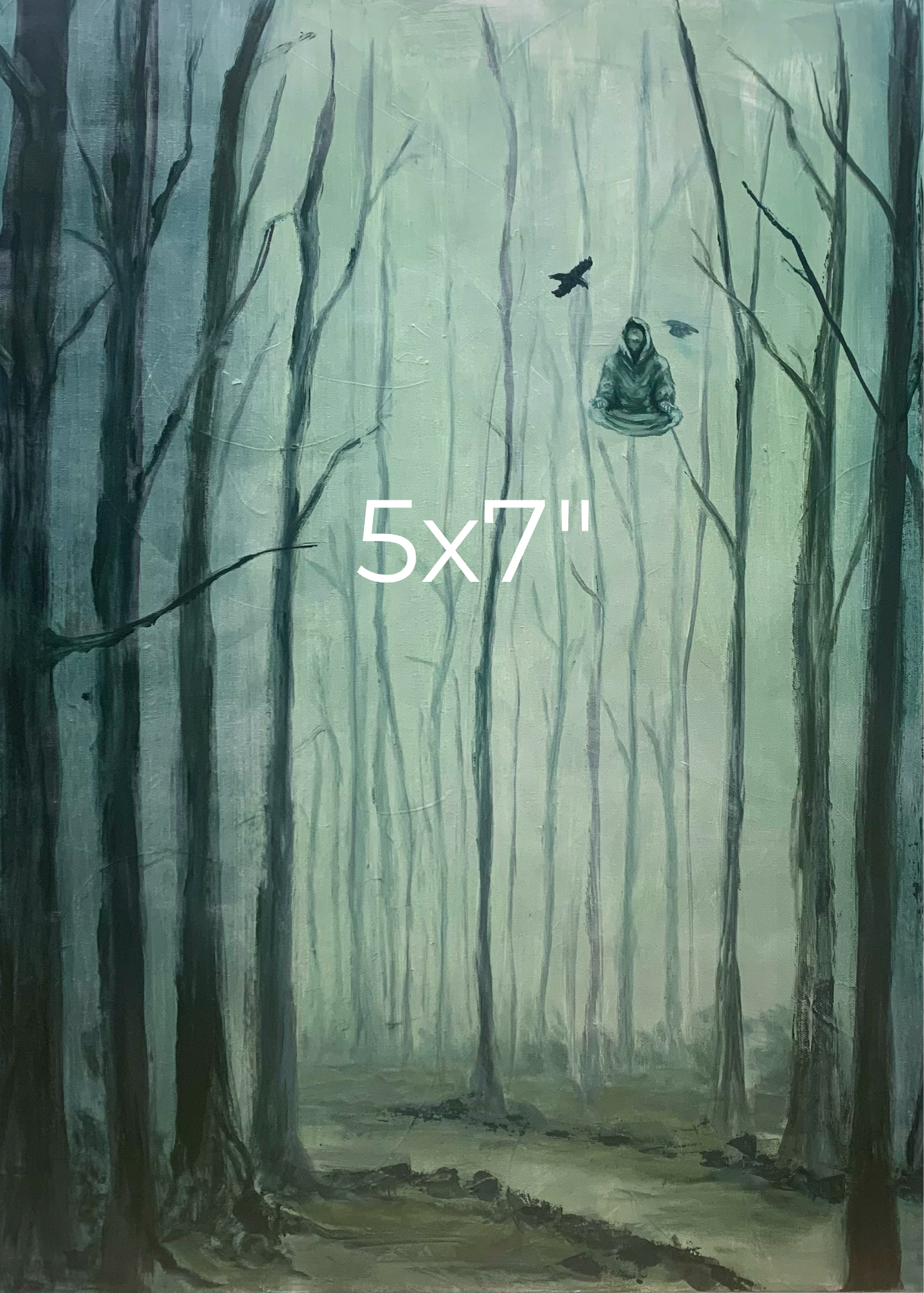 Ascended Sage Print - Cool Forest Print Original Painting with Levitating Sage Monk