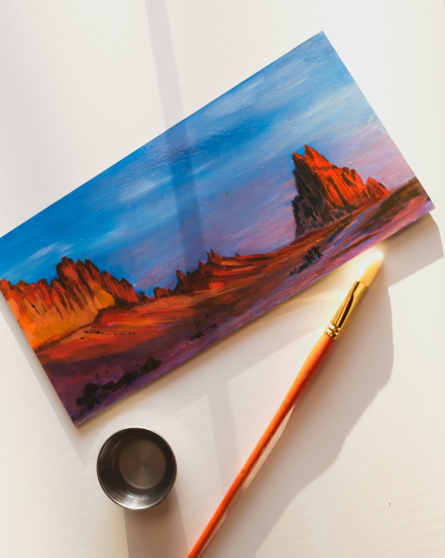 Oil Painting of Sunrise at Shiprock New Mexico Desert Southwest