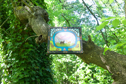 We Should Move Somewhere Beautiful - Cute Animal Butterfly and Horse Hand-Painted Oil Painting