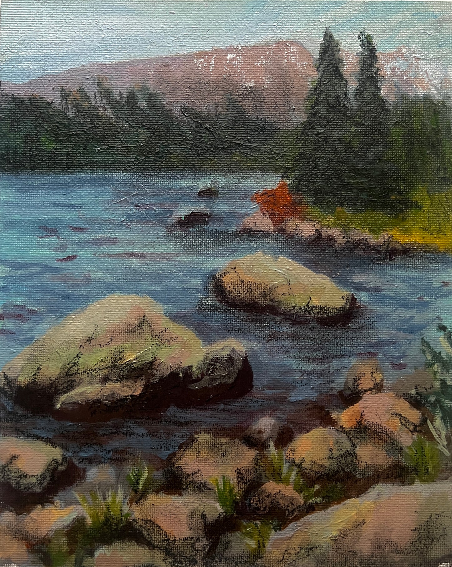 Colorado Alpine Lake 8x10” Original Oil Painting  on Canvas Board by Kelsey Weirick
