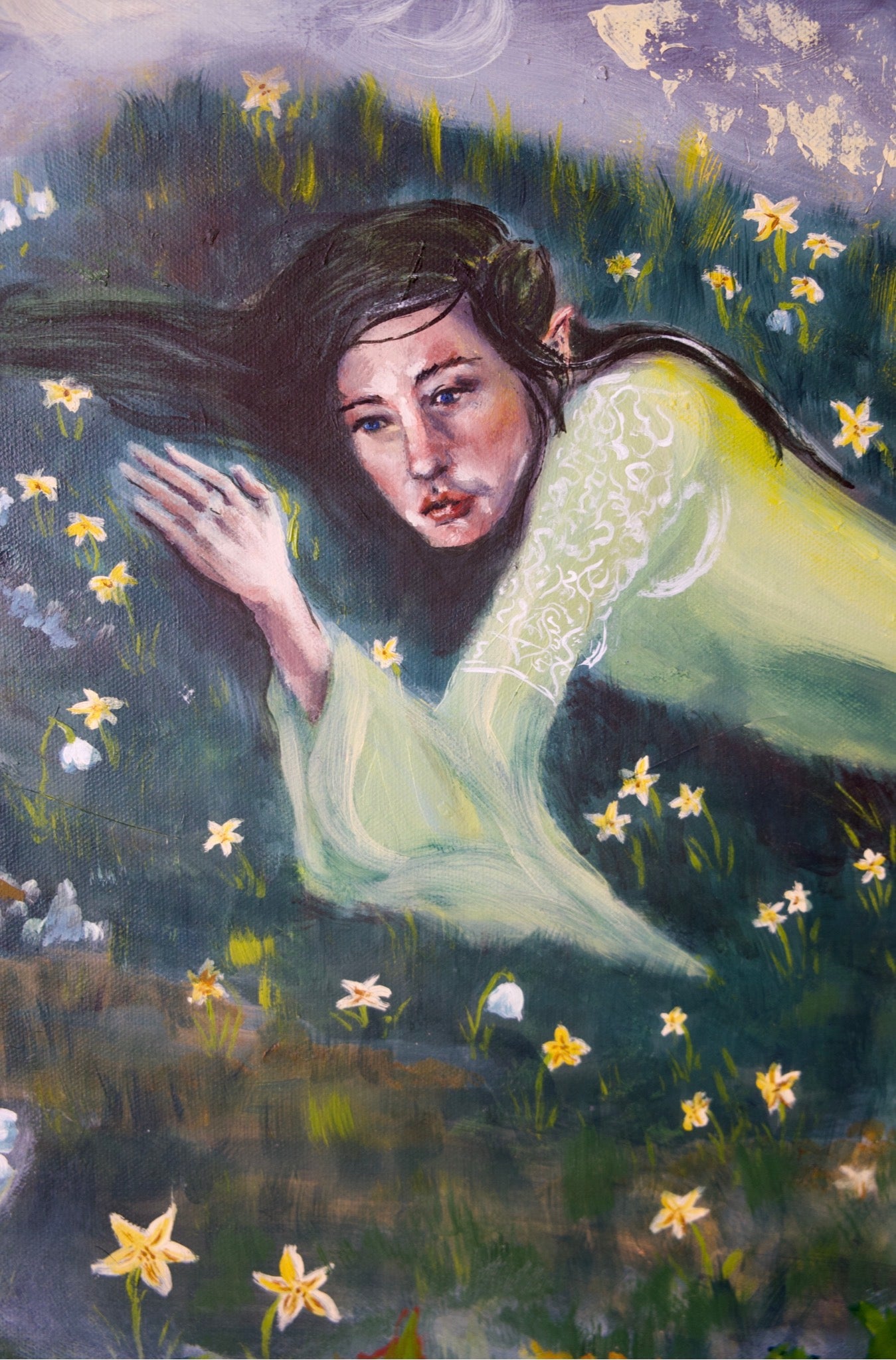 Arwen's Sorrow, Original Oil Painting with Custom Frame - Inspired by Lord of the Rings. Painting by Kelsey Weirick