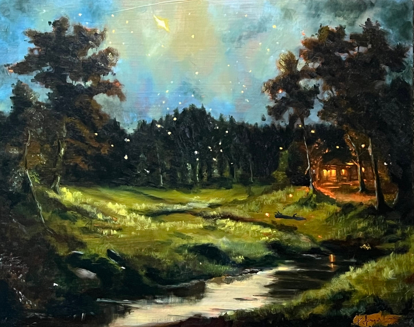 Twilight Homecoming 16x20” Framed Original Oil painting by Kelsey Weirick