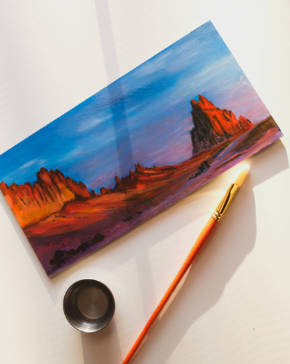 Oil Painting of Sunrise at Shiprock New Mexico Desert Southwest
