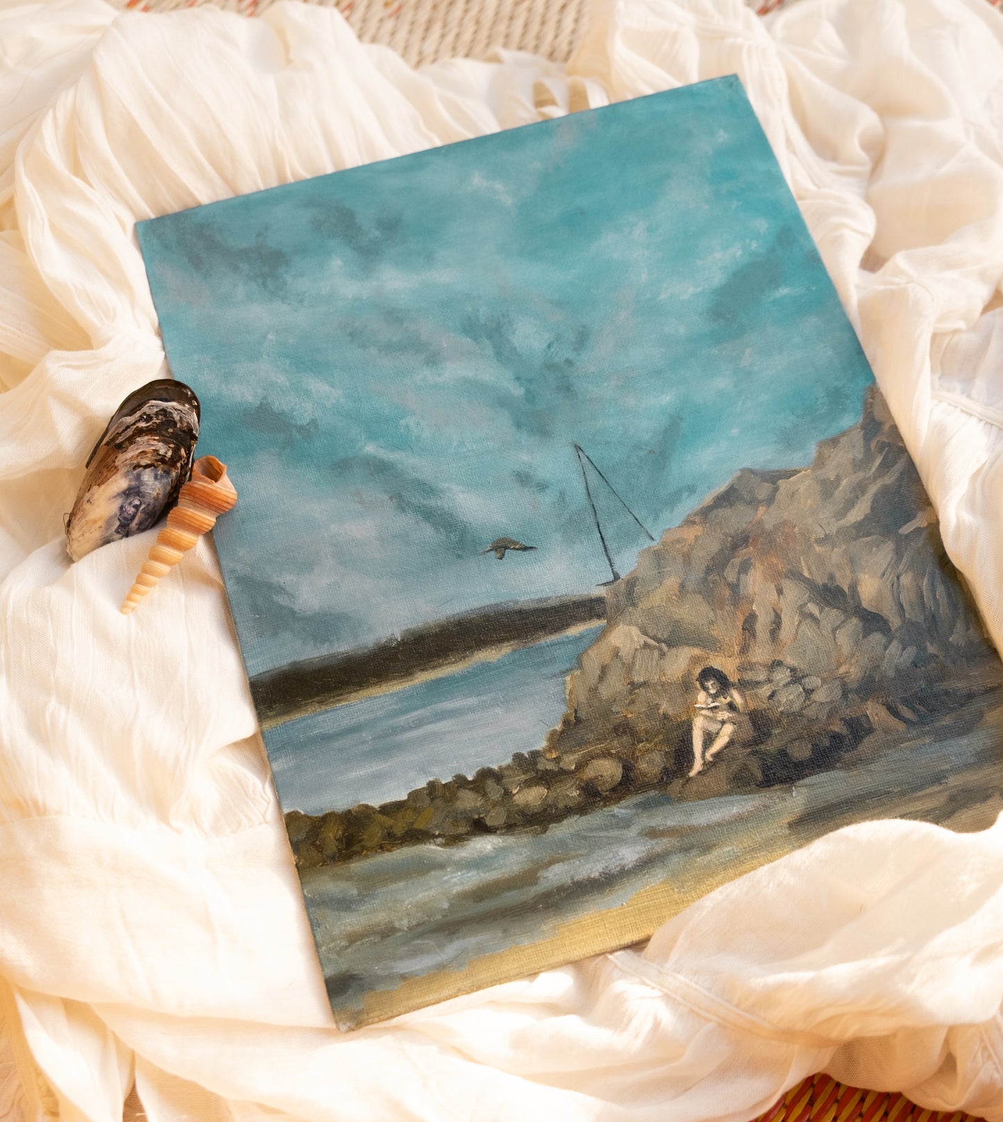 Mexico Beach, Original 10x12" Oil Painting by Kelsey Weirick